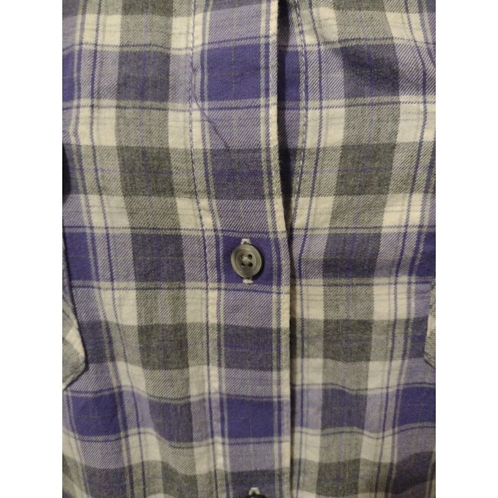 NWT New IZOD Women's Large L Cotton Button Up Shirt Purple Gray Long Sleeve - Picture 3 of 15